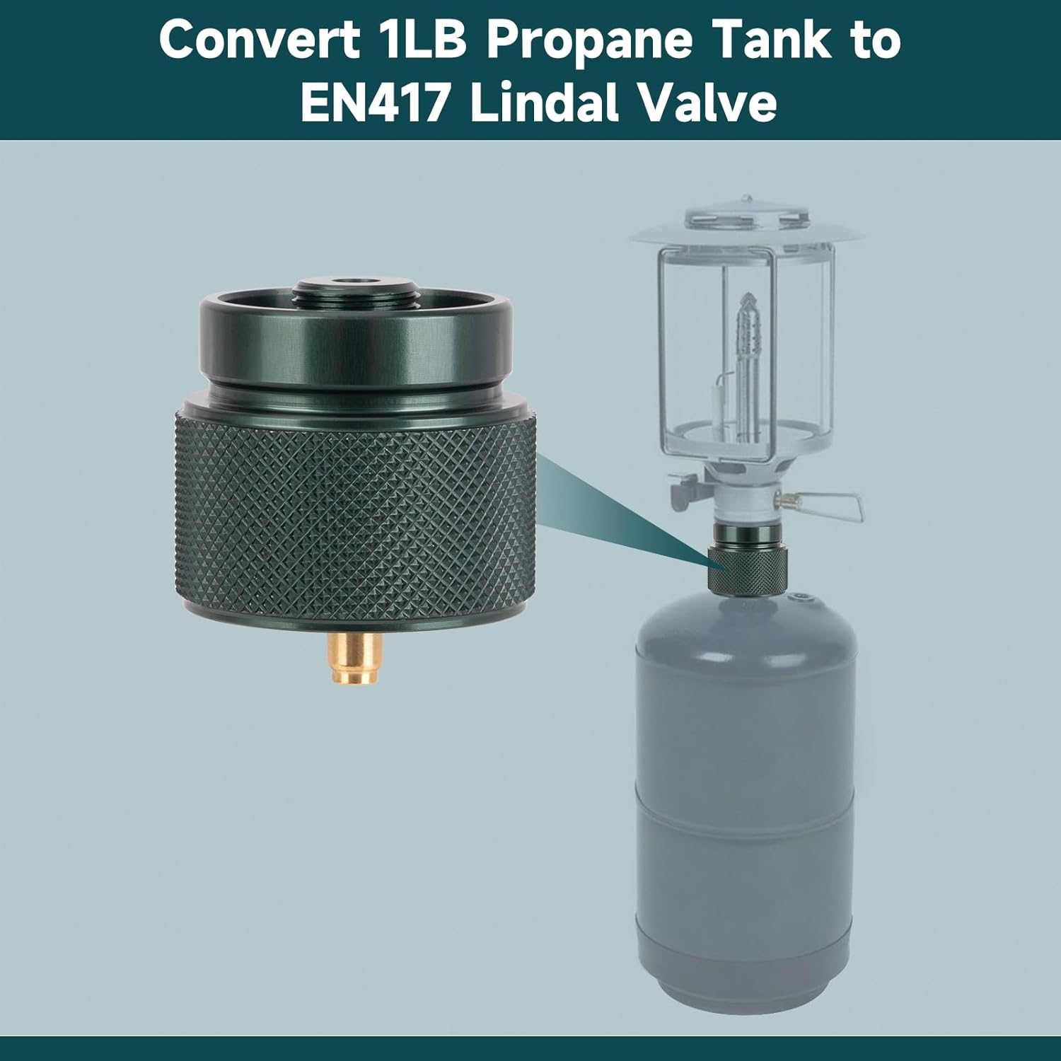 Propane to Butane Adapter, 1 Lb Propane Tank Input and EN417 Lindal Valve Output, Camping Stove Adapter for Backpacking Stove, Portable Burner, Heater, Auto-Off