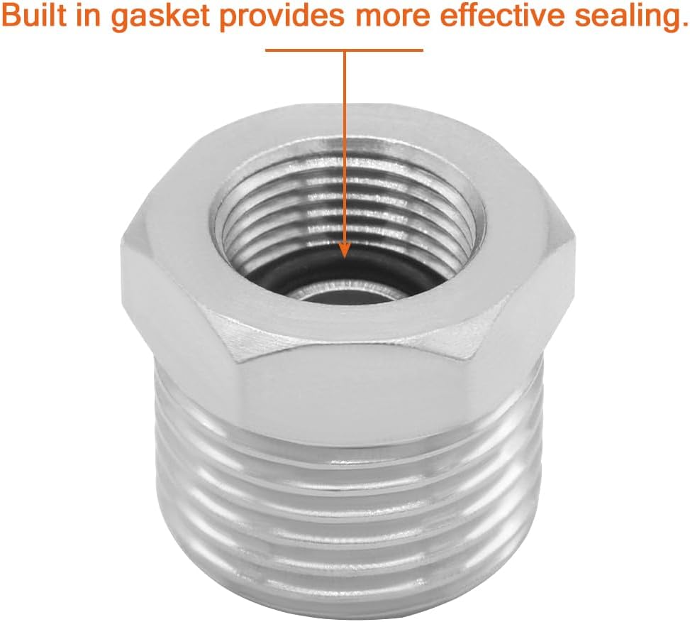 1/2 G Male to 3/8 Compression Female Thread Bushing Pipe Fitting, Nickel Plated Brass Reducer Faucet Connector Water Hose Adapter, Supply Line Adapter for RV Kitchen Bathroom Plumbing 2PCS