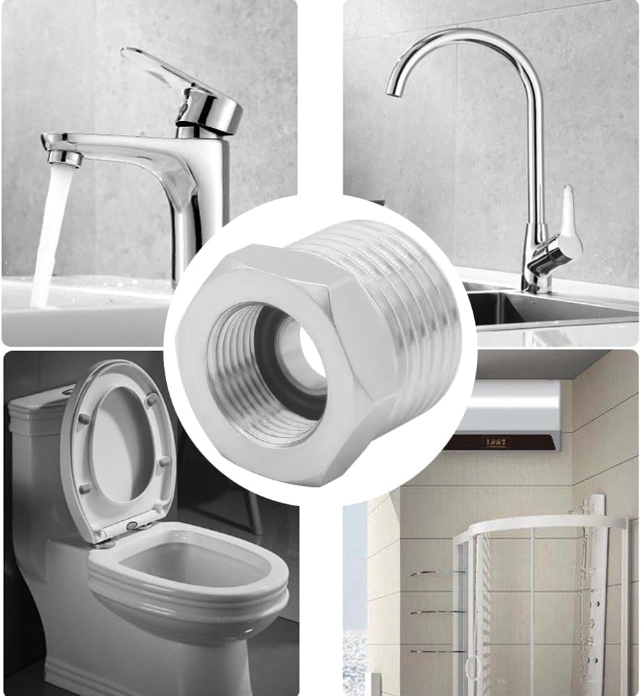 1/2 G Male to 3/8 Compression Female Thread Bushing Pipe Fitting, Nickel Plated Brass Reducer Faucet Connector Water Hose Adapter, Supply Line Adapter for RV Kitchen Bathroom Plumbing 2PCS