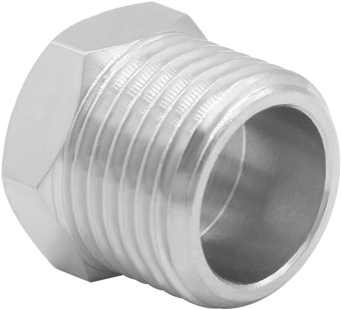 1/2 G Male to 3/8 Compression Female Thread Bushing Pipe Fitting, Nickel Plated Brass Reducer Faucet Connector Water Hose Adapter, Supply Line Adapter for RV Kitchen Bathroom Plumbing 2PCS