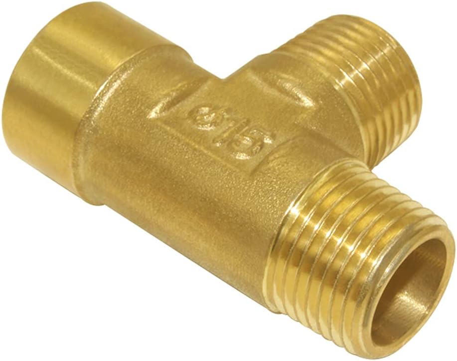 Brass Pipe Fitting Barstock Tee 3 Way NPT 1/2" Male x 1/2" Male x 1/2" Female Hose Fitting
