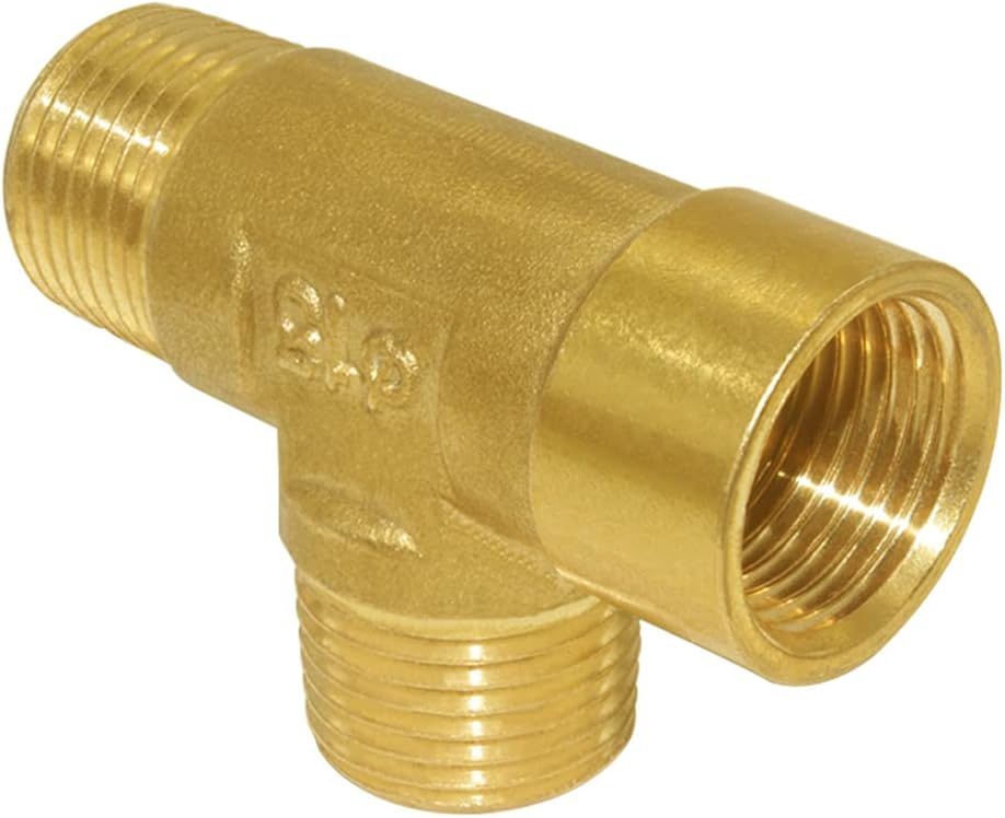 Brass Pipe Fitting Barstock Tee 3 Way NPT 1/2" Male x 1/2" Male x 1/2" Female Hose Fitting