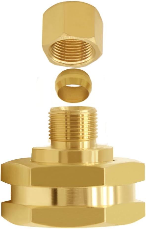Brass US Standard Faucet Adapter Convert 3/4" GHT Female Garden Hose Thread to 1/4" OD Compression Tubing Adapter Pack of 2