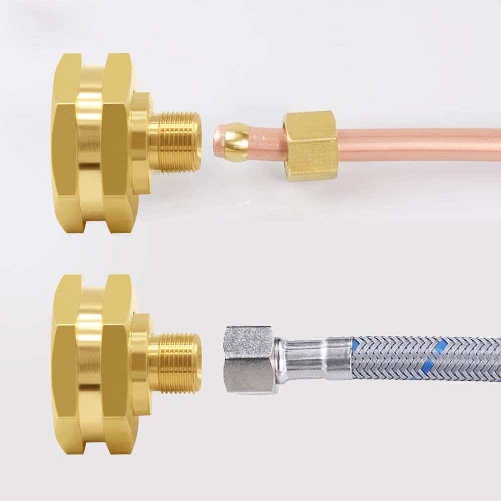 Brass US Standard Faucet Adapter Convert 3/4" GHT Female Garden Hose Thread to 1/4" OD Compression Tubing Adapter Pack of 2