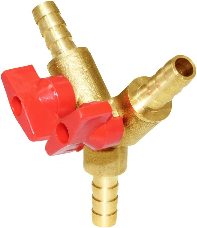 3/8" Hose Barb, Y shaped Type 3 way Union Intersection/Split Brass Shut off Ball Valve Fitting