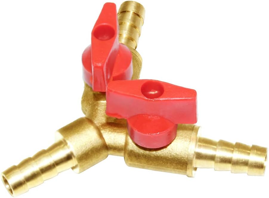 3/8" Hose Barb, Y shaped Type 3 way Union Intersection/Split Brass Shut off Ball Valve Fitting