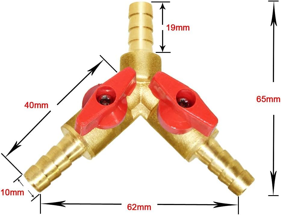 3/8" Hose Barb, Y shaped Type 3 way Union Intersection/Split Brass Shut off Ball Valve Fitting