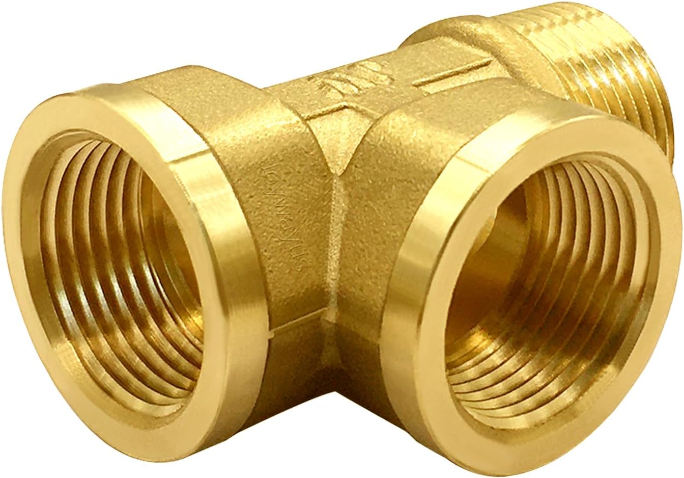 Brass Pipe Fitting Barstock Tee 3 Way NPT 3/4" Female x 3/4" Female x 3/4" Male Hose Fitting