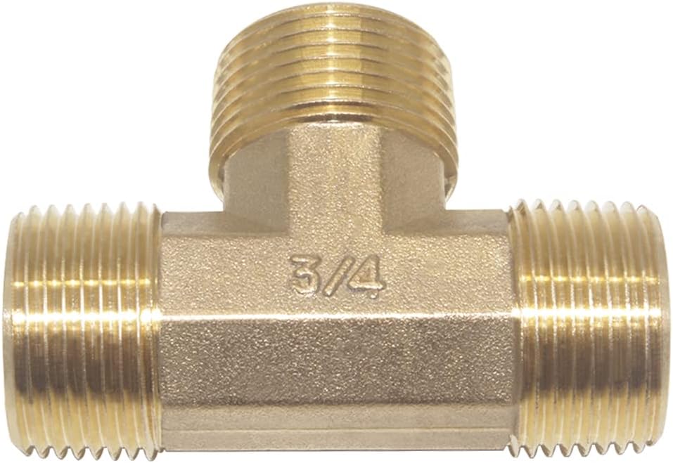 Brass Pipe Fitting Barstock Street Tee T 3 Way NPT 3/4" Male x 3/4" Male x 3/4" Male Adapter
