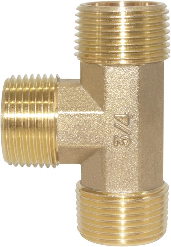 Brass Pipe Fitting Barstock Street Tee T 3 Way NPT 3/4" Male x 3/4" Male x 3/4" Male Adapter