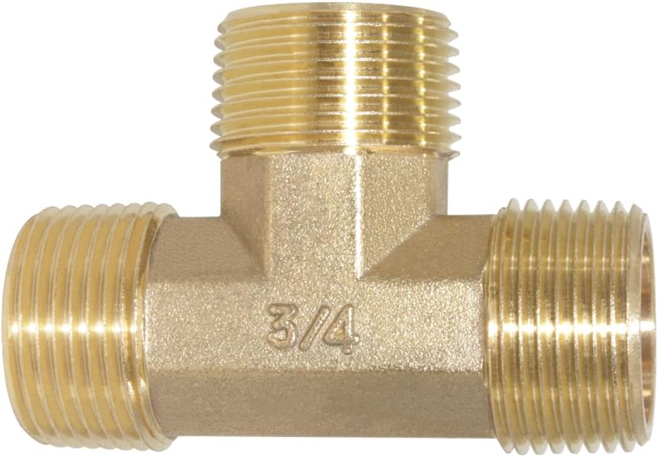 Brass Pipe Fitting Barstock Street Tee T 3 Way NPT 3/4" Male x 3/4" Male x 3/4" Male Adapter