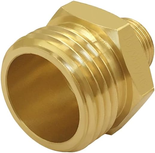 2PCS 3/4 GHT Male to 3/8 Compression Male Thread Adapter Pipe Fitting, Brass Reducer Faucet Connector Water Hose Adapter, Supply Line to Garden Hose Adapter for RV Kitchen Bathroom Plumbing