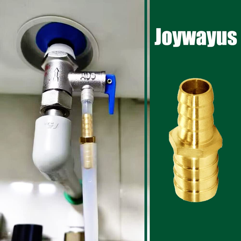 2PCS Hose Barb Reducer 5/8" to 3/4" Barb Fitting Reducing Splicer, Hex Union Brass Fitting Water/Fuel/Air