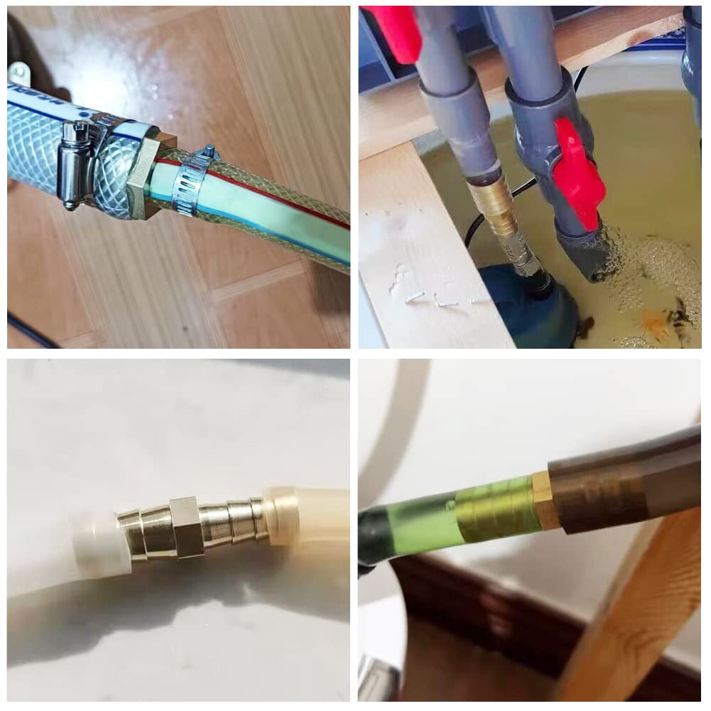 2PCS Hose Barb Reducer 5/8" to 3/4" Barb Fitting Reducing Splicer, Hex Union Brass Fitting Water/Fuel/Air