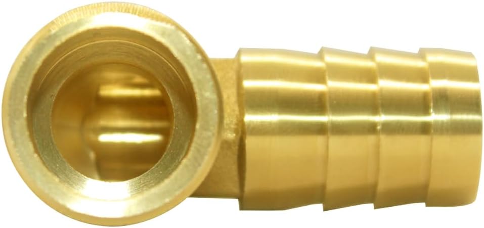 Brass Hose Fitting, 90 Degree Elbow, 1/2" Barb x 3/8" NPT Male Pipe Water/Fuel/Air Pack of 2