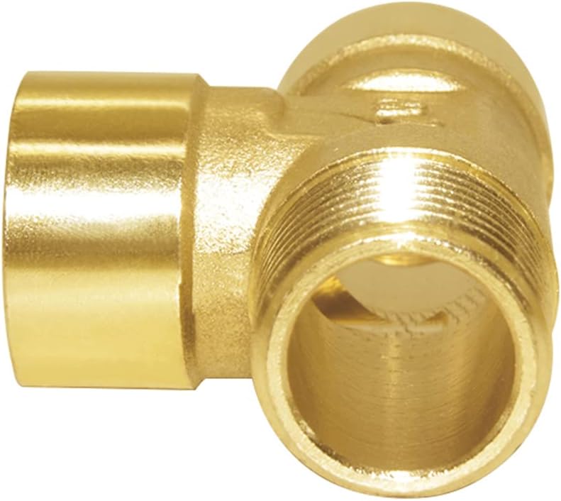 Brass Pipe Fitting Barstock Tee 3 Way NPT 1/2" Female x 1/2" Female x 1/2" Male Hose Fitting
