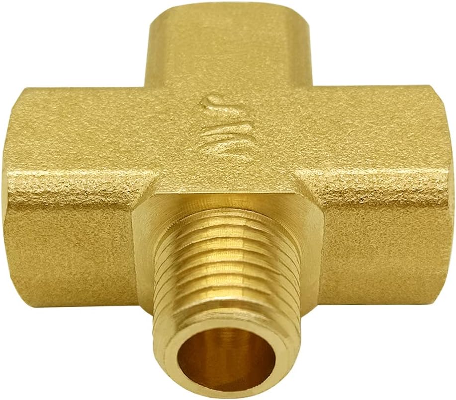 Brass 1/4" NPT Female x Male 4-Way Pipe Fitting Adapter Tube Coupler Connector Water Gas Oil