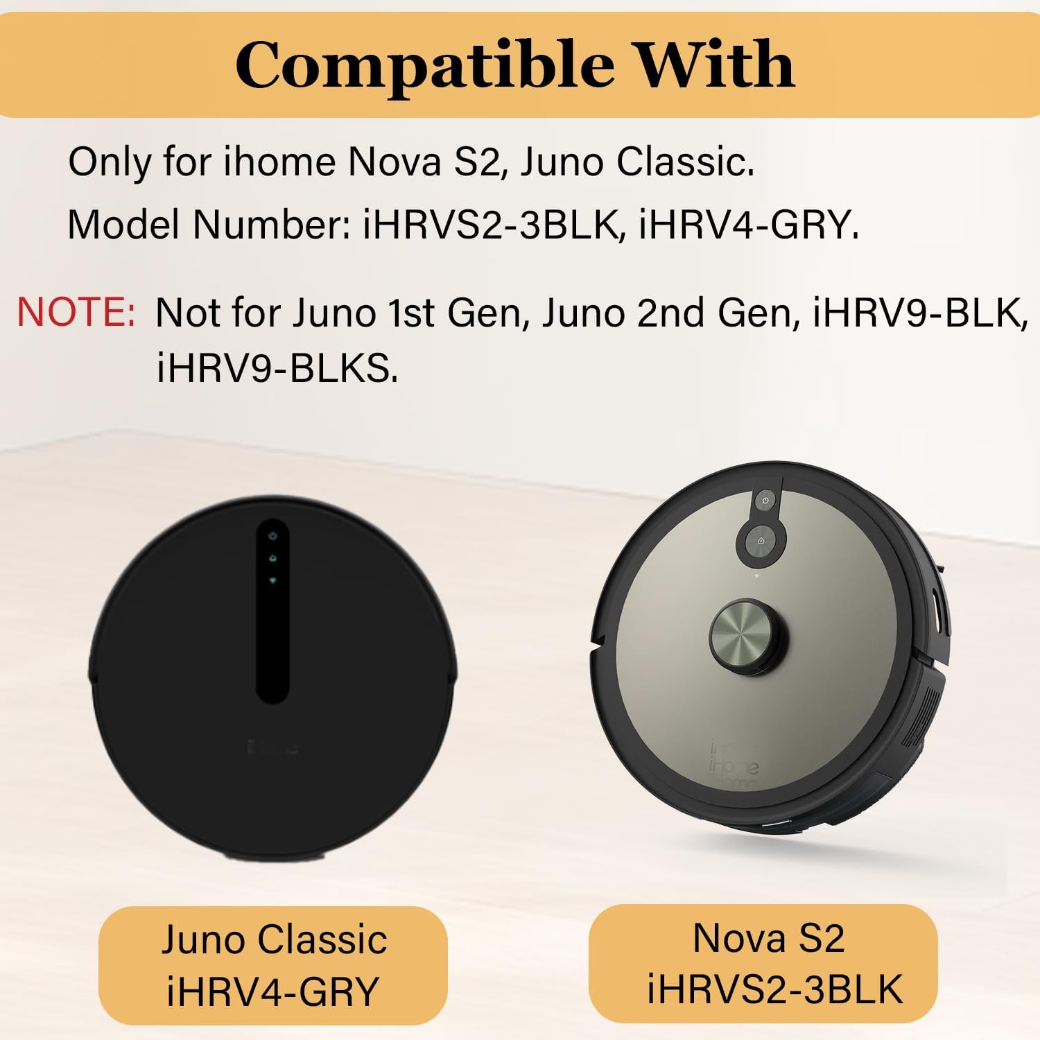 Main Brush Replacement for iHome Nova S2, iHRVS2-3BLK, iHRV4-GRY Robotic Vacuum Cleaner Accessories