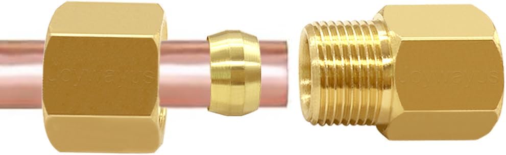Brass Compression Tube Pipe Fitting 3/8" Tube OD Compression x 1/4" NPT Female Union Connector Pack of 2