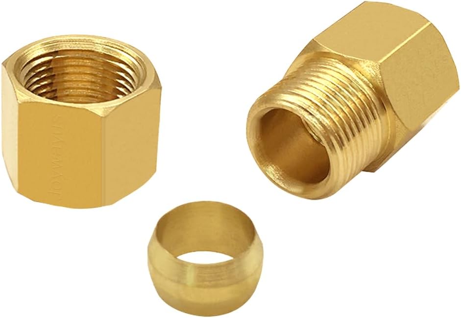 Brass Compression Tube Pipe Fitting 3/8" Tube OD Compression x 1/4" NPT Female Union Connector Pack of 2
