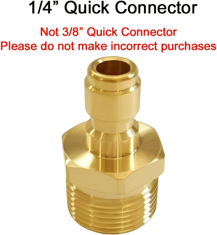 Pressure Washer Coupler M22-14mm Male Thread to 1/4" Quick Connector Plug Fitting for High Pressure Water Gun Hose 4500PSI