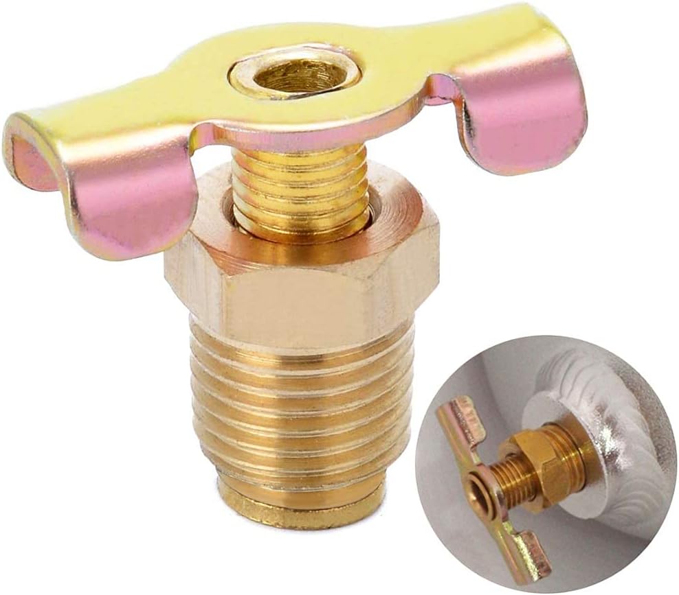 Brass Wing Style Drain Cock 1/4" NPT Male External Drain Switch Air Hose Fitting With Handle Pack of 2