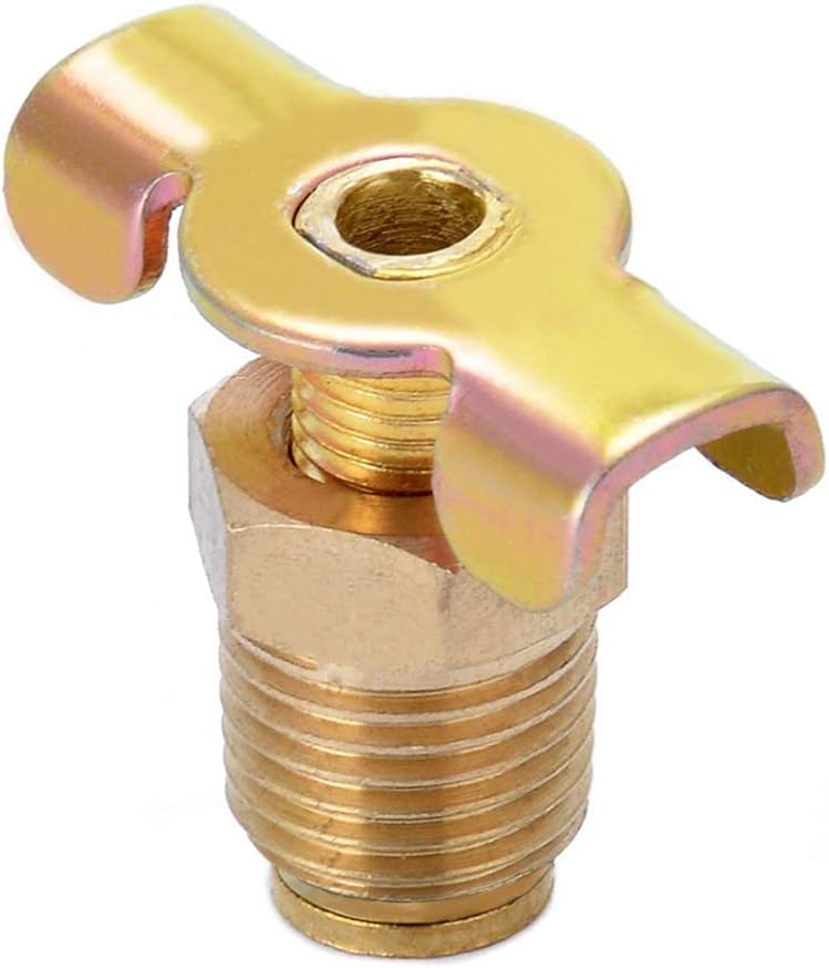 Brass Wing Style Drain Cock 1/4" NPT Male External Drain Switch Air Hose Fitting With Handle Pack of 2