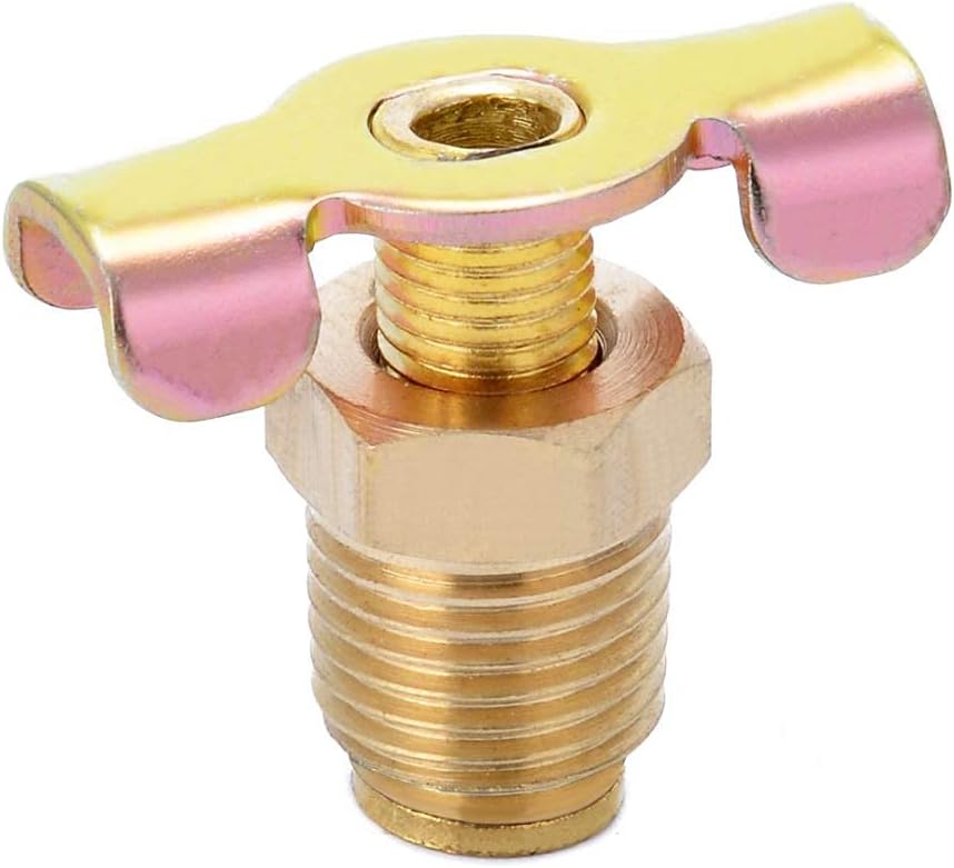 Brass Wing Style Drain Cock 1/4" NPT Male External Drain Switch Air Hose Fitting With Handle Pack of 2