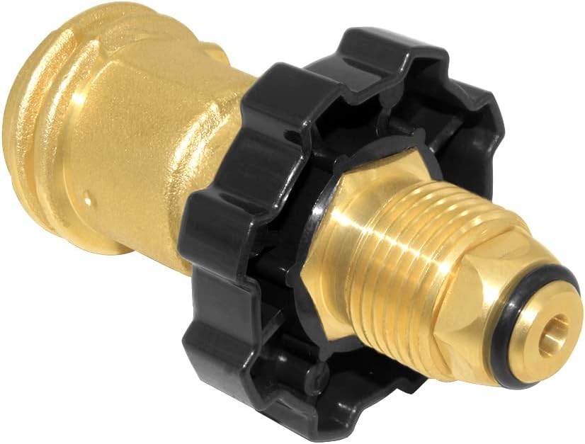 Universal Propane Tank Adapter Converts POL to QCC1 / Type 1,Brass Valve Control Safety Device Propane Hose Adapter with Wrench,Old to New Connection Type