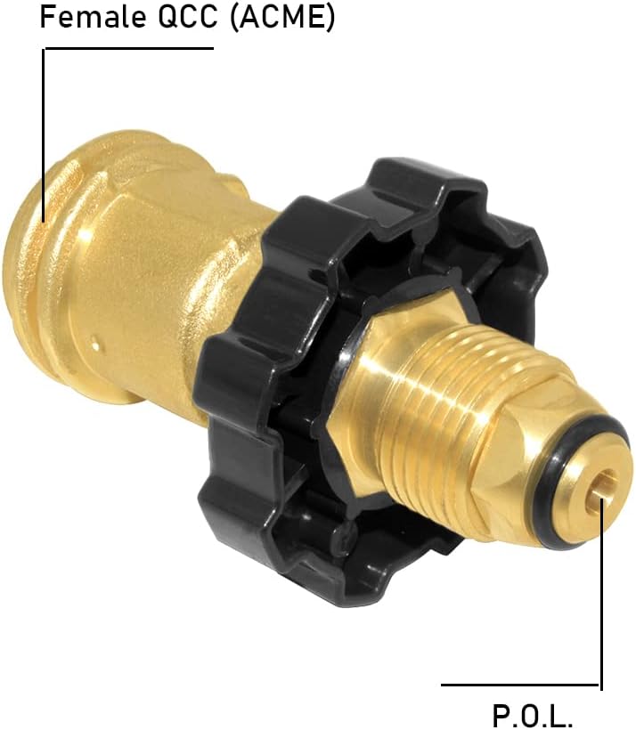 Universal Propane Tank Adapter Converts POL to QCC1 / Type 1,Brass Valve Control Safety Device Propane Hose Adapter with Wrench,Old to New Connection Type