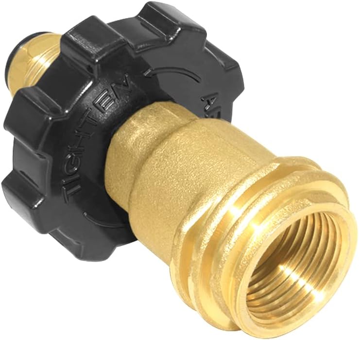 Universal Propane Tank Adapter Converts POL to QCC1 / Type 1,Brass Valve Control Safety Device Propane Hose Adapter with Wrench,Old to New Connection Type