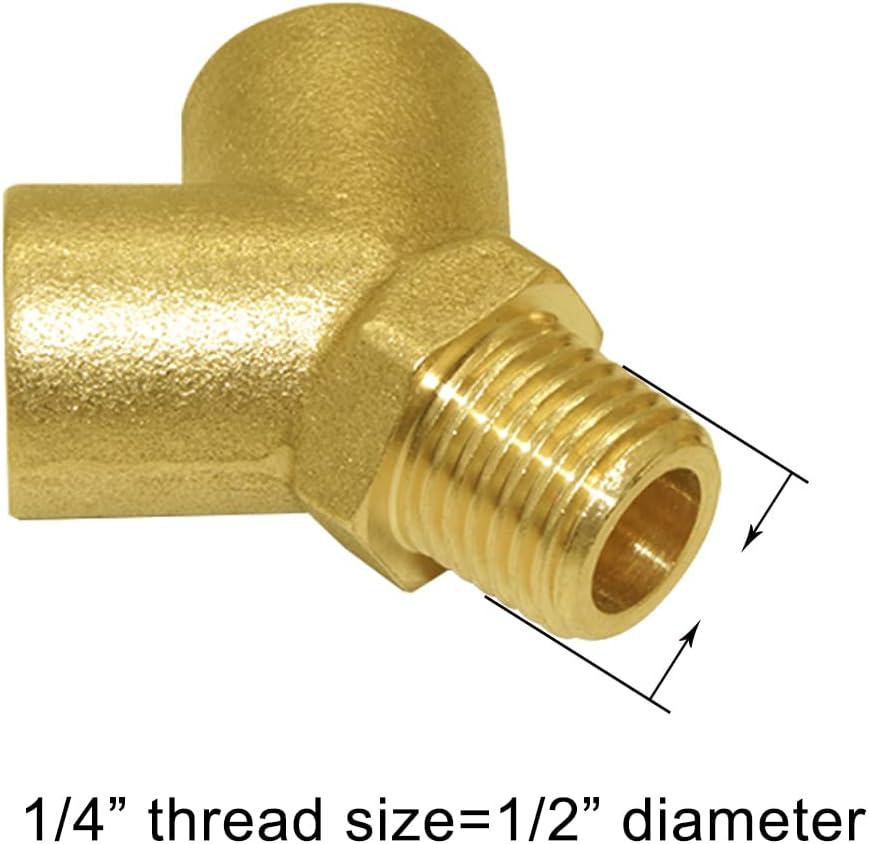 Brass Pipe Fitting Y-shaped 1/4" NPT Female x 1/4" NPT Female x 1/4" NPT Male Connector 3-way Fitting Coupler Adapter Pack of 2