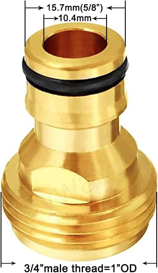 3/4” GHT Male Garden Hose Quick Connect Adapter Brass Connect Fitting Pack of 4