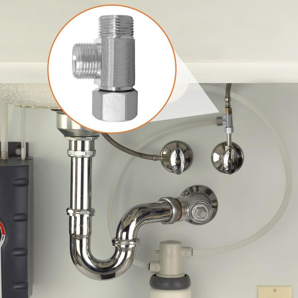 2PCS Lead-Free Brass Nickel Plating Angle Stop Add-A-Tee Valve 3/8" COMP Inlet x Outlet x Outlet for Faucet/Glass Rinser/Dishwasher/Toilet Tank