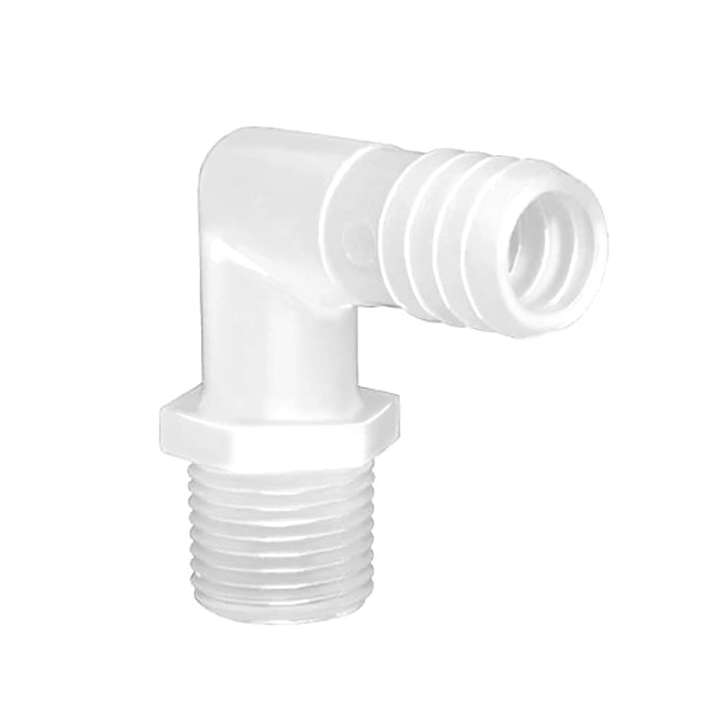 Plastic Hose Barb Fittings 90°Elbow 3/8" Hose Barb x 1/2" Male NPT Barbed Adapter Pipe Connectors Joint Splicer Mender Adapter Union Pack of 5