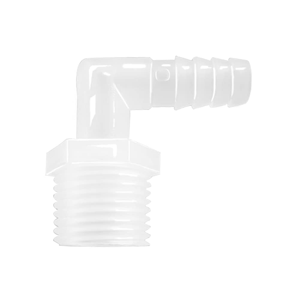 Plastic Hose Barb Fittings 90°Elbow 3/8" Hose Barb x 1/2" Male NPT Barbed Adapter Pipe Connectors Joint Splicer Mender Adapter Union Pack of 5