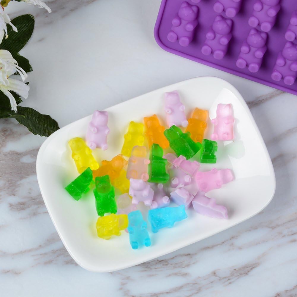 Gummy Molds Bear Candy Silicone - Mini Size Chocolate Gummy Molds with 2 Droppers Nonstick Food Grade Silicone Molds Pack of 4