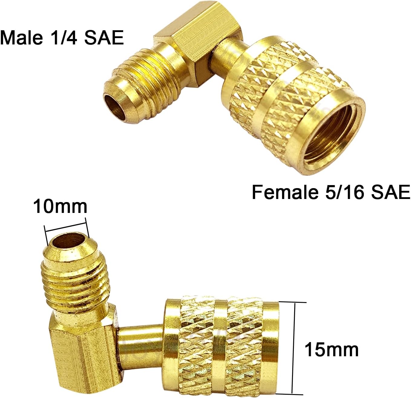 1/4" SAE Male to 5/16" SAE Female Flare Swivel Port 90 Degrees Elbow Adapter for R410A Mini Split HVAC System Pack of 2