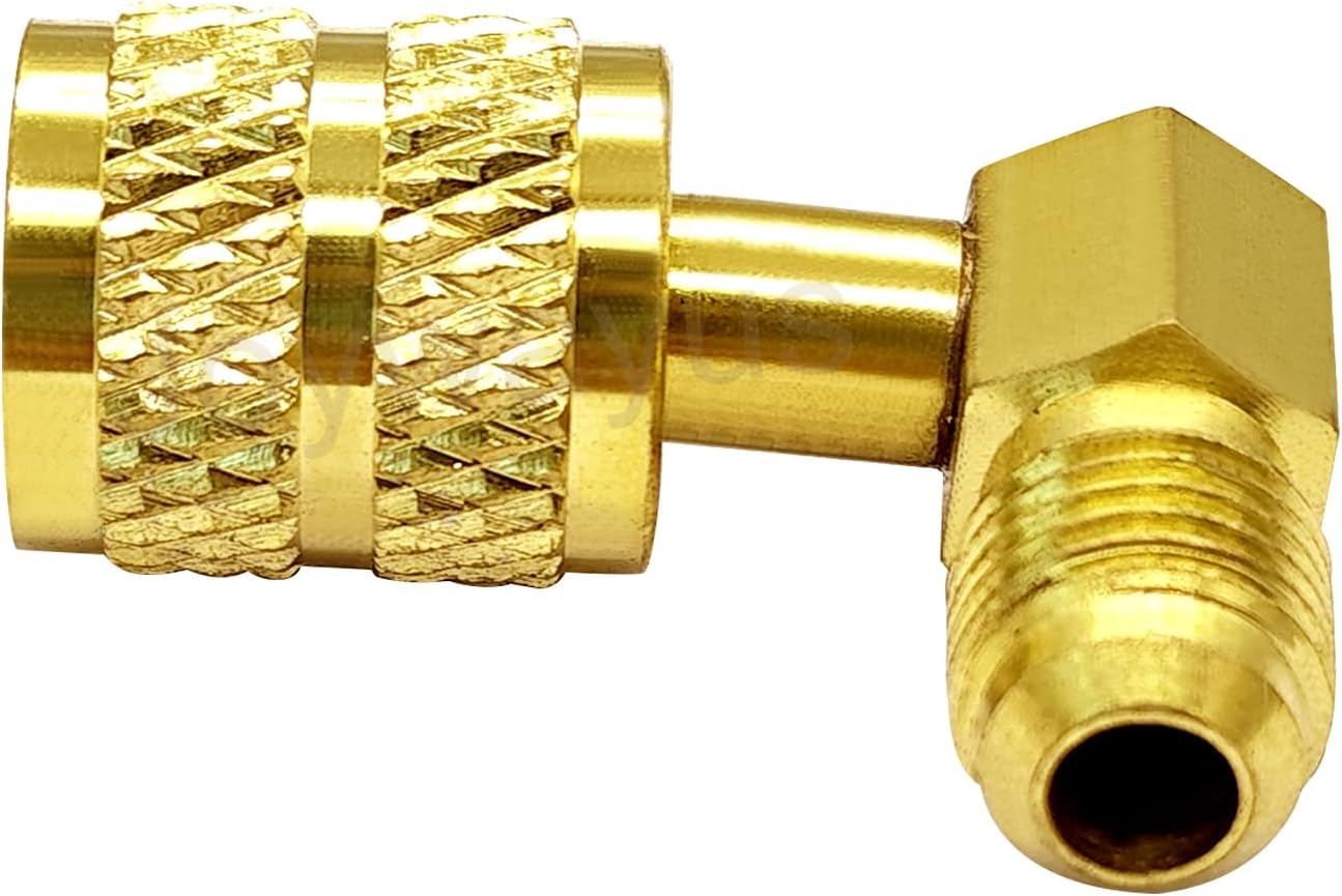 1/4" SAE Male to 5/16" SAE Female Flare Swivel Port 90 Degrees Elbow Adapter for R410A Mini Split HVAC System Pack of 2