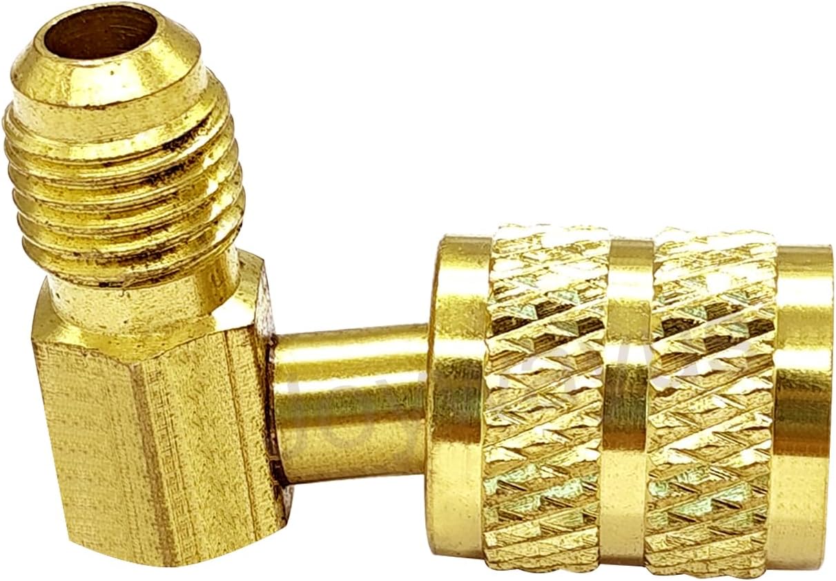 1/4" SAE Male to 5/16" SAE Female Flare Swivel Port 90 Degrees Elbow Adapter for R410A Mini Split HVAC System Pack of 2
