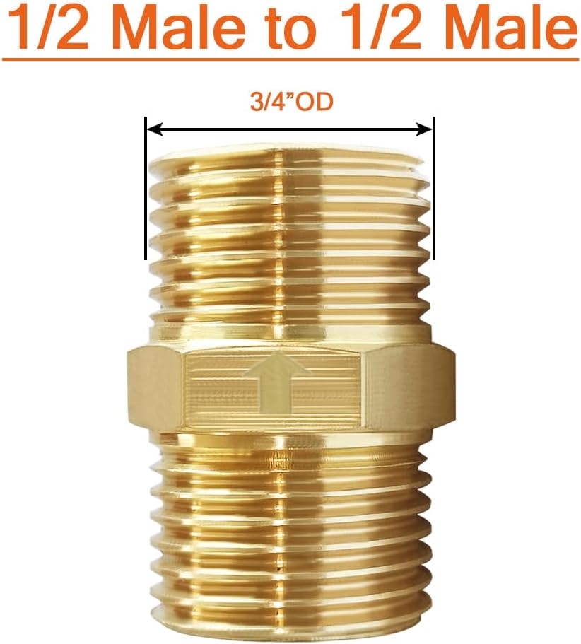 Brass Check Valve 1/2" Male to 1/2" Male Thread One Way Non Return Backflow Preventer Check Valves Pack of 2