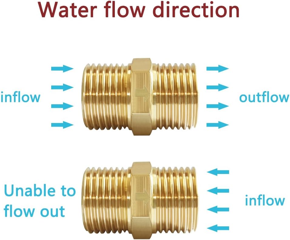 Brass Check Valve 1/2" Male to 1/2" Male Thread One Way Non Return Backflow Preventer Check Valves Pack of 2