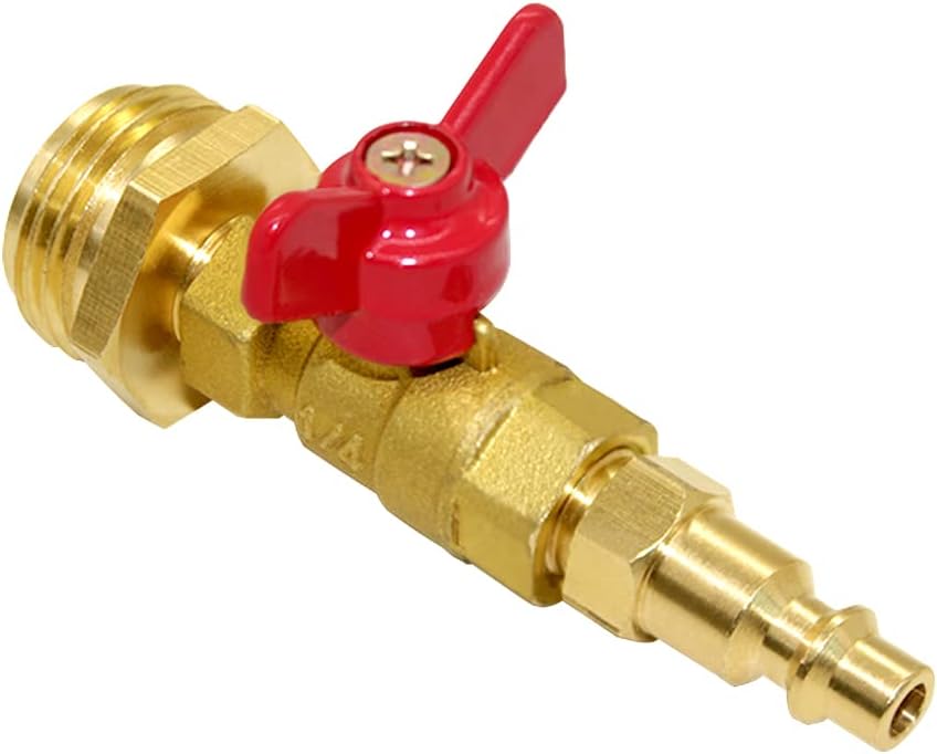 Brass Winterize Blowout Adapter Kit 1/4" Male Quick Connect to 3/4" Male or Female GHT Thread with Ball Valve Fitting Pack of 2