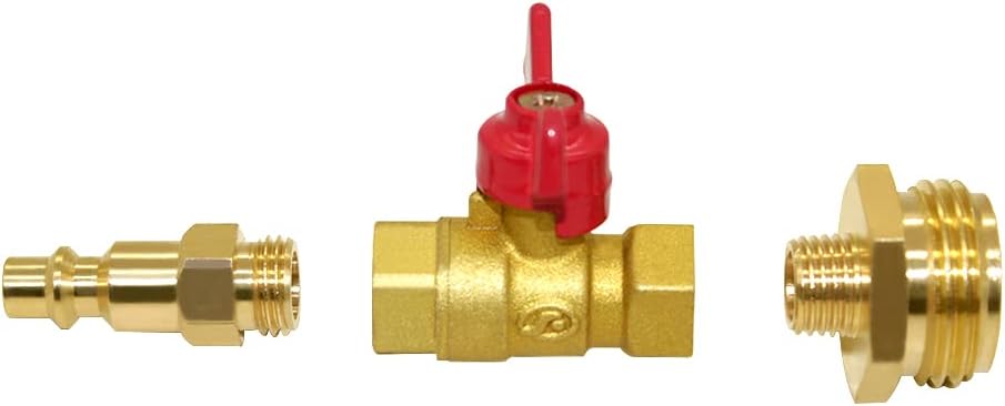 Brass Winterize Blowout Adapter Kit 1/4" Male Quick Connect to 3/4" Male or Female GHT Thread with Ball Valve Fitting Pack of 2