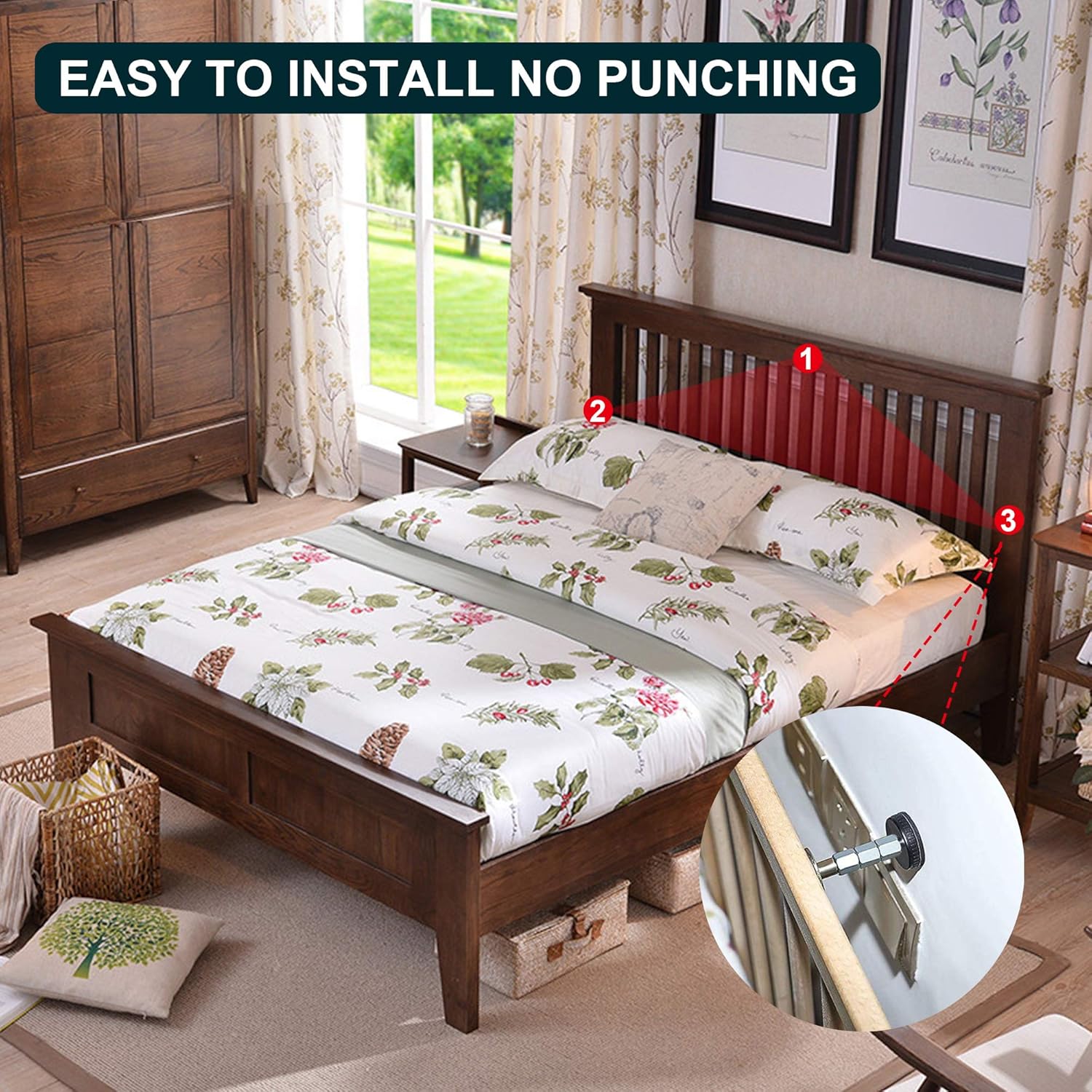 Adjustable Threaded Bed Frame Anti-Shake Tool, Headboard Stoppers, Bedside Headboards Prevent loosening Anti-Shake Fixer, Easy Install 30-112mm