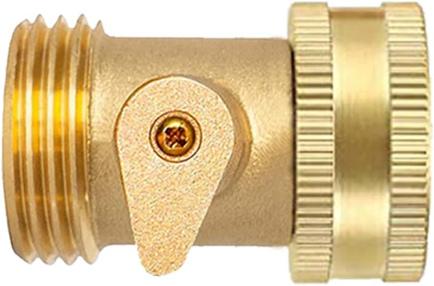 Brass 3/4" GHT Shut-Off Ball Valve and 5/8" Barb Garden Water Hose Connector with Clamp Fittings for House/Boat/Lawn/Power Wash/Irrigation