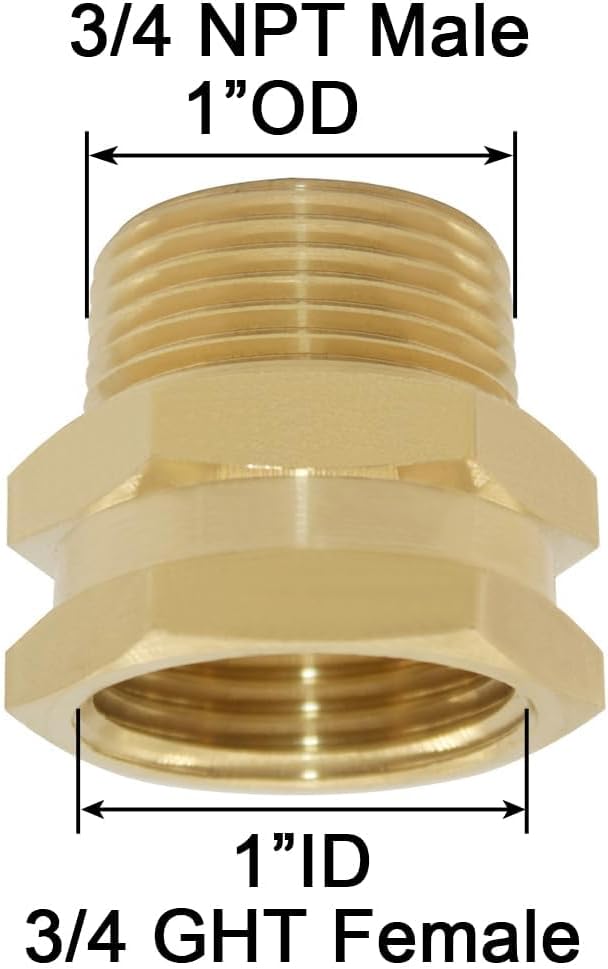 3/4" Female GHT Thread x 3/4" Male NPT Thread Brass Pipe Fittings Adapter Pack of 4