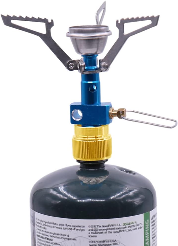 2PCS Portable Camping Stove Adapter 1LB Propane Small Tank Input and EN417 Lindal Valve Output Outdoor Cylinder LPG Canister Adapter