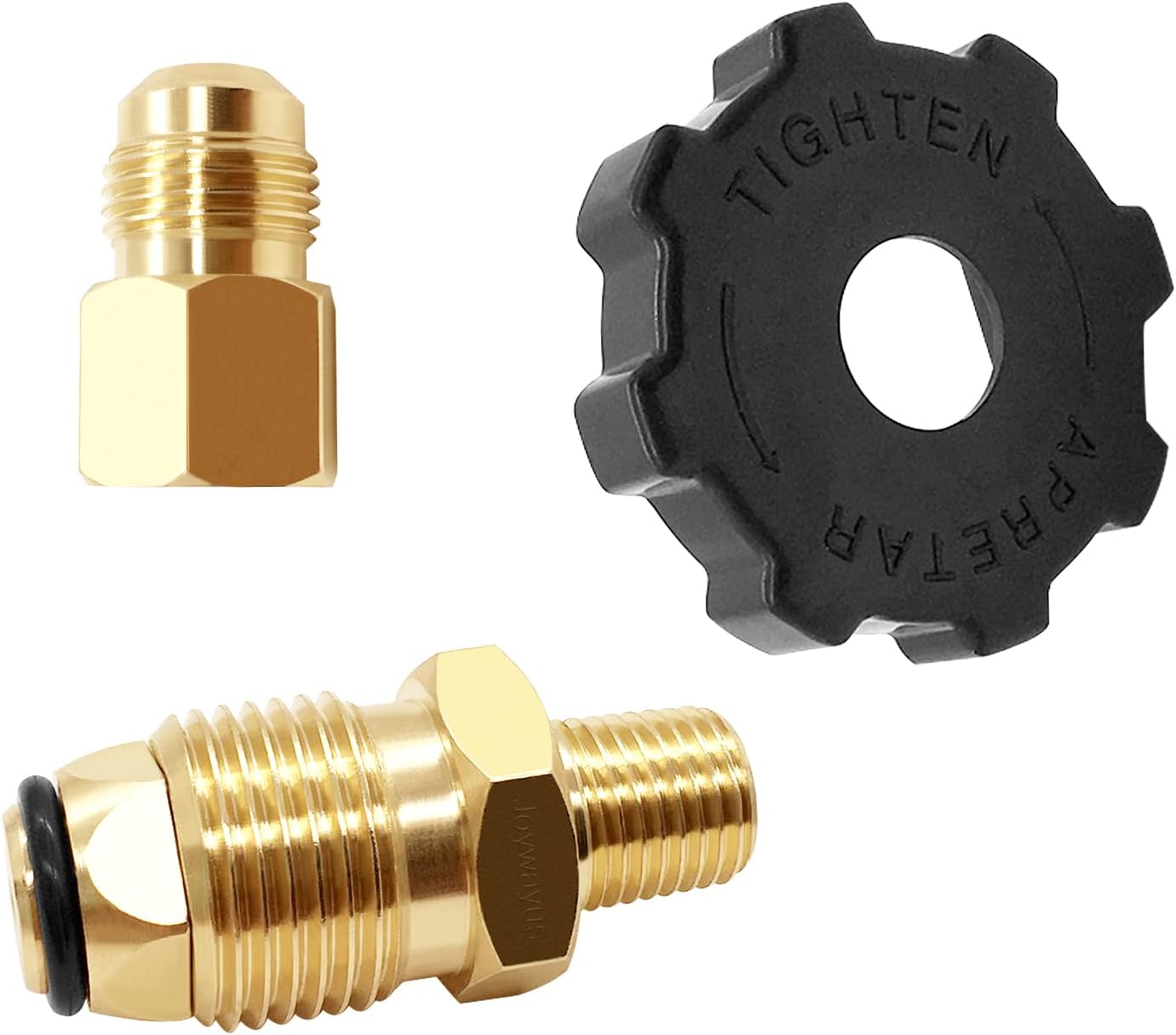 Brass Soft Nose POL Propane Gas LP Tank Adapter with 1/4" NPT Male Fitting and 3/8" Flare Male Adapter Full Flow for Regulator Hose