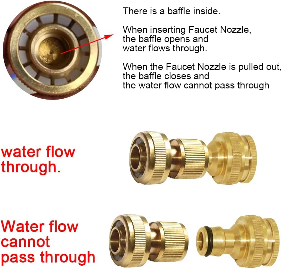 1/2" ID Hose Solid Brass Fitting Closed Flow Garden Tools Quick Repair Damaged Leaky Adapter Garden Water Irrigation Quick Connector Pack of 2